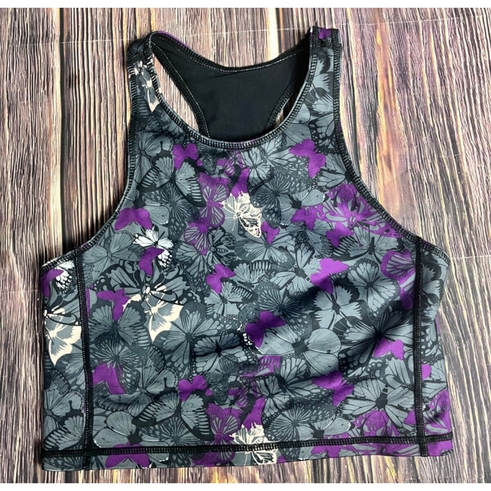 SWEATY BETTY Chakra Yoga Crop Top Tank Stretch Butterfly Pattern Womens Sz Small